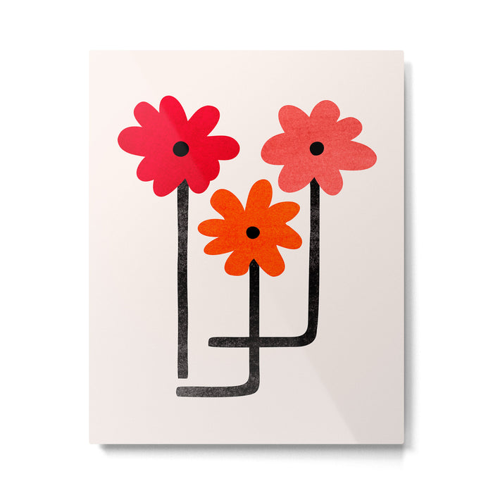 Scarlet Minimalist Red Floral Art Metal Print Gallery Image 1