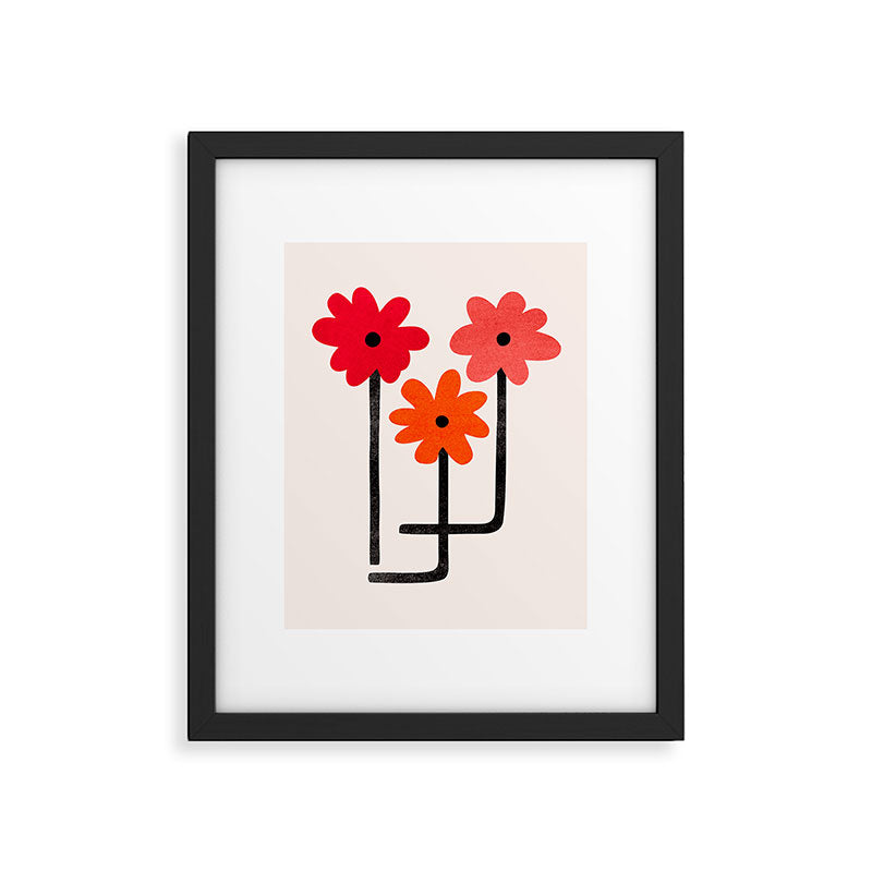 Scarlet Minimalist Red Floral Art Framed Art Print Gallery Image 4