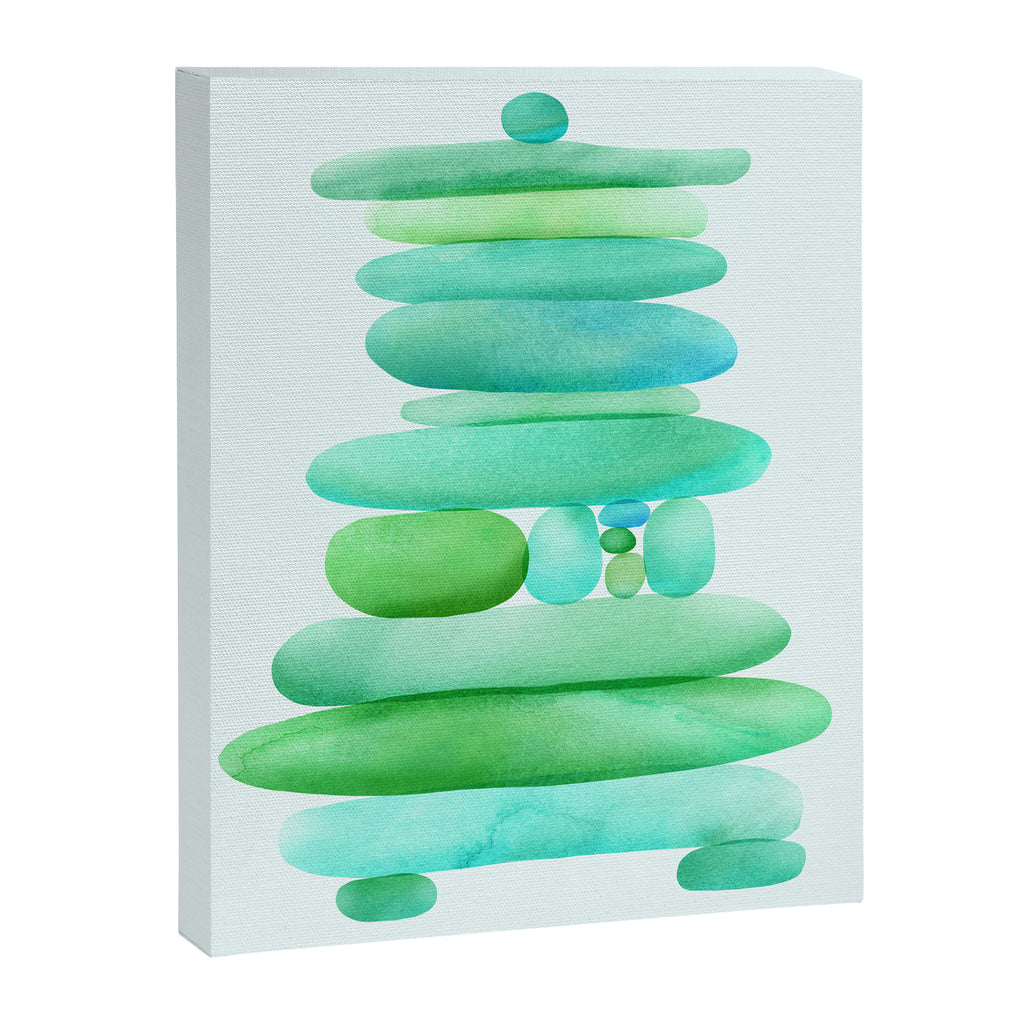 Sea Glass Cairn Watercolor Canvas Print Gallery Image 6