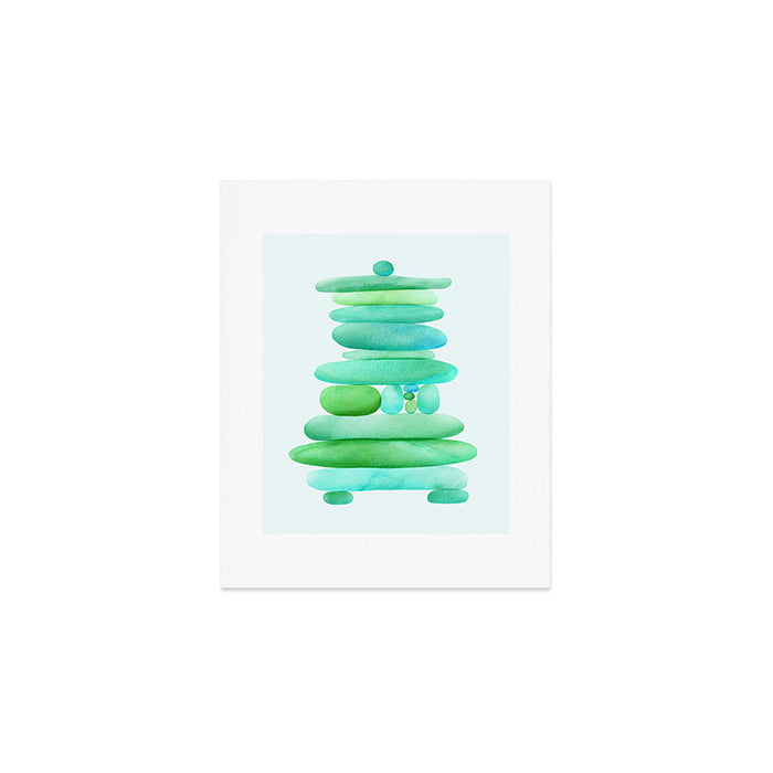 Sea Glass Cairn Watercolor Art Print Gallery Image 1