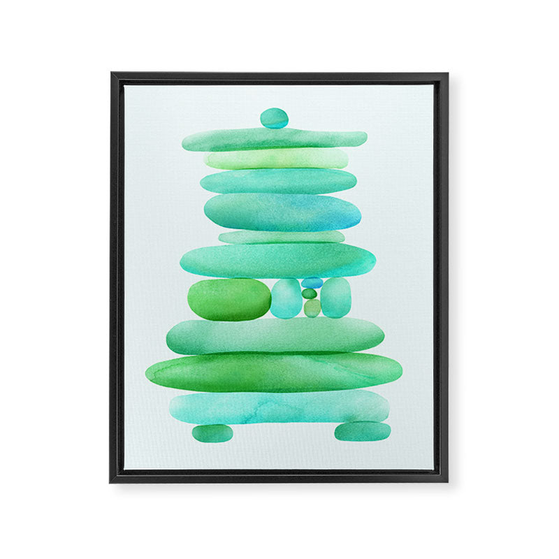 Sea Glass Cairn Watercolor Framed Canvas Print Gallery Image 6
