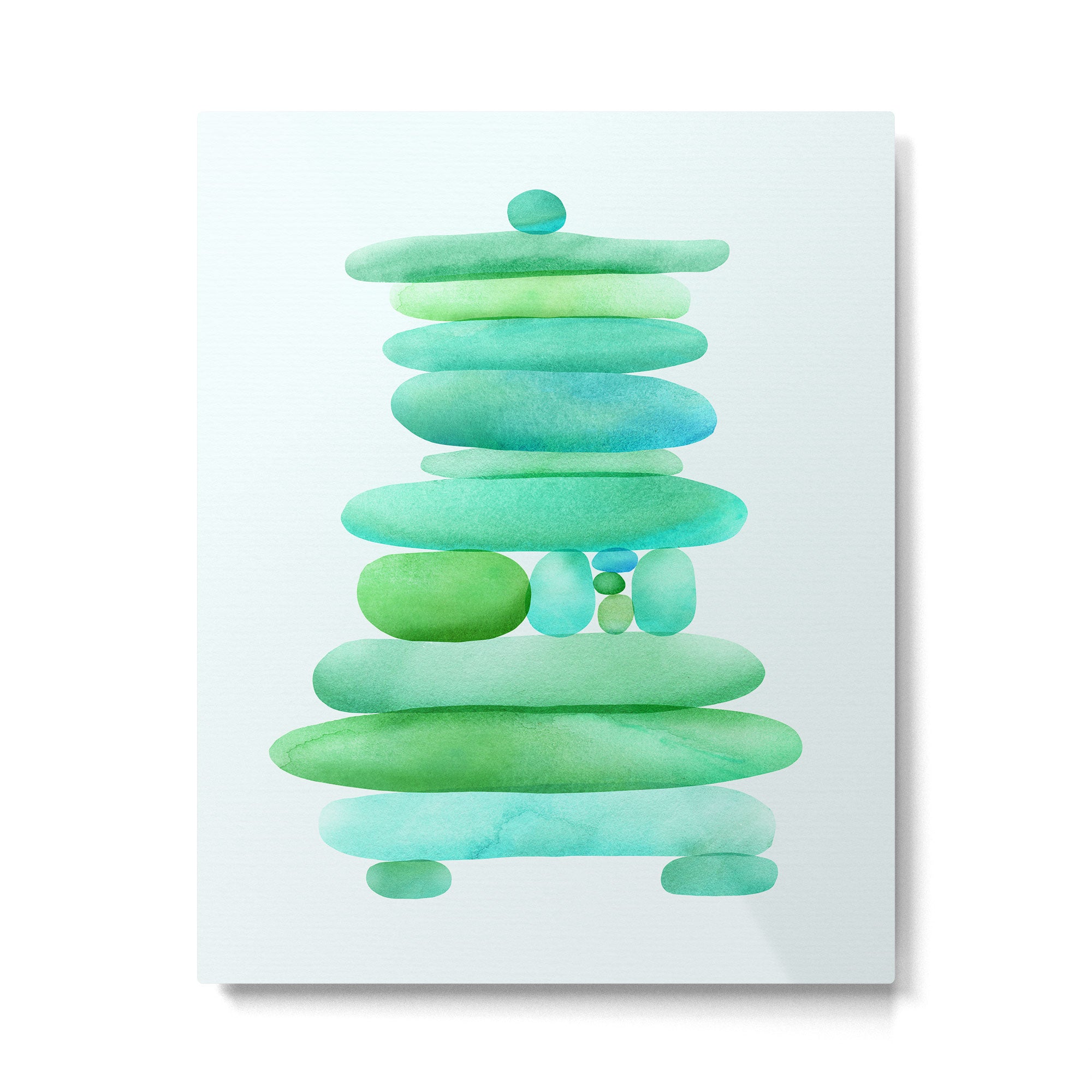 Sea Glass Cairn Watercolor Metal Print Gallery Image 4