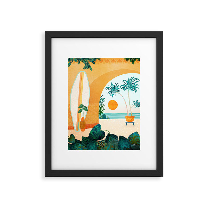 Seaside Surf Retreat Tropical Landscape / Villa Series Framed Art Print Gallery Image 5