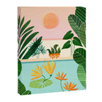 Shangri La Sunrise Tropical Poolside Scene Canvas Print Gallery Image 6