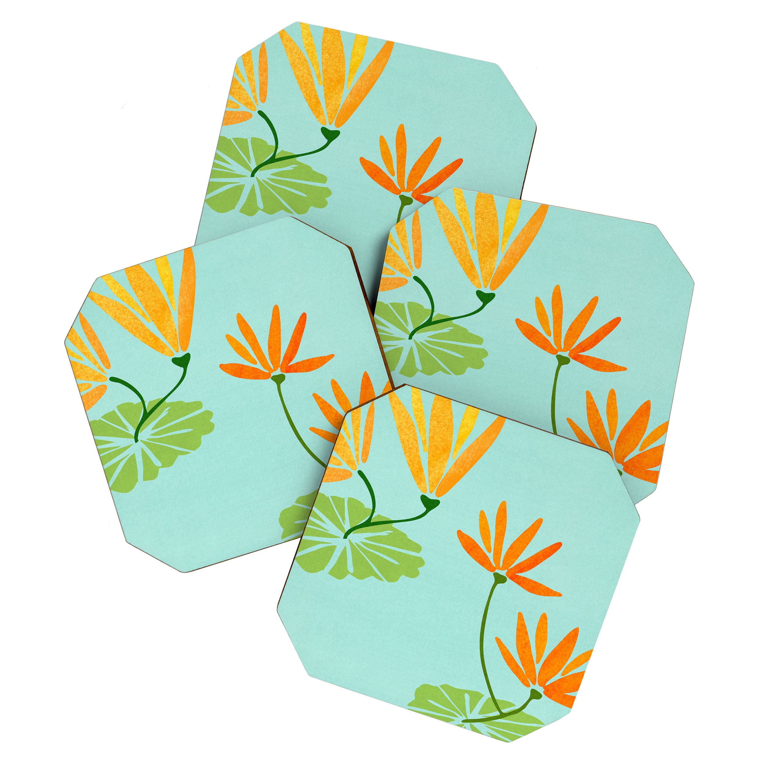 Shangri La Sunrise Tropical Poolside Scene Coaster Gallery Image 1