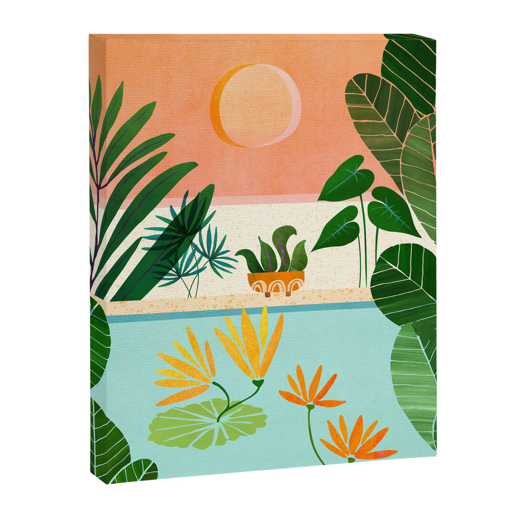 Shangri La Sunset Exotic Landscape Illustration Canvas Print Gallery Image 6