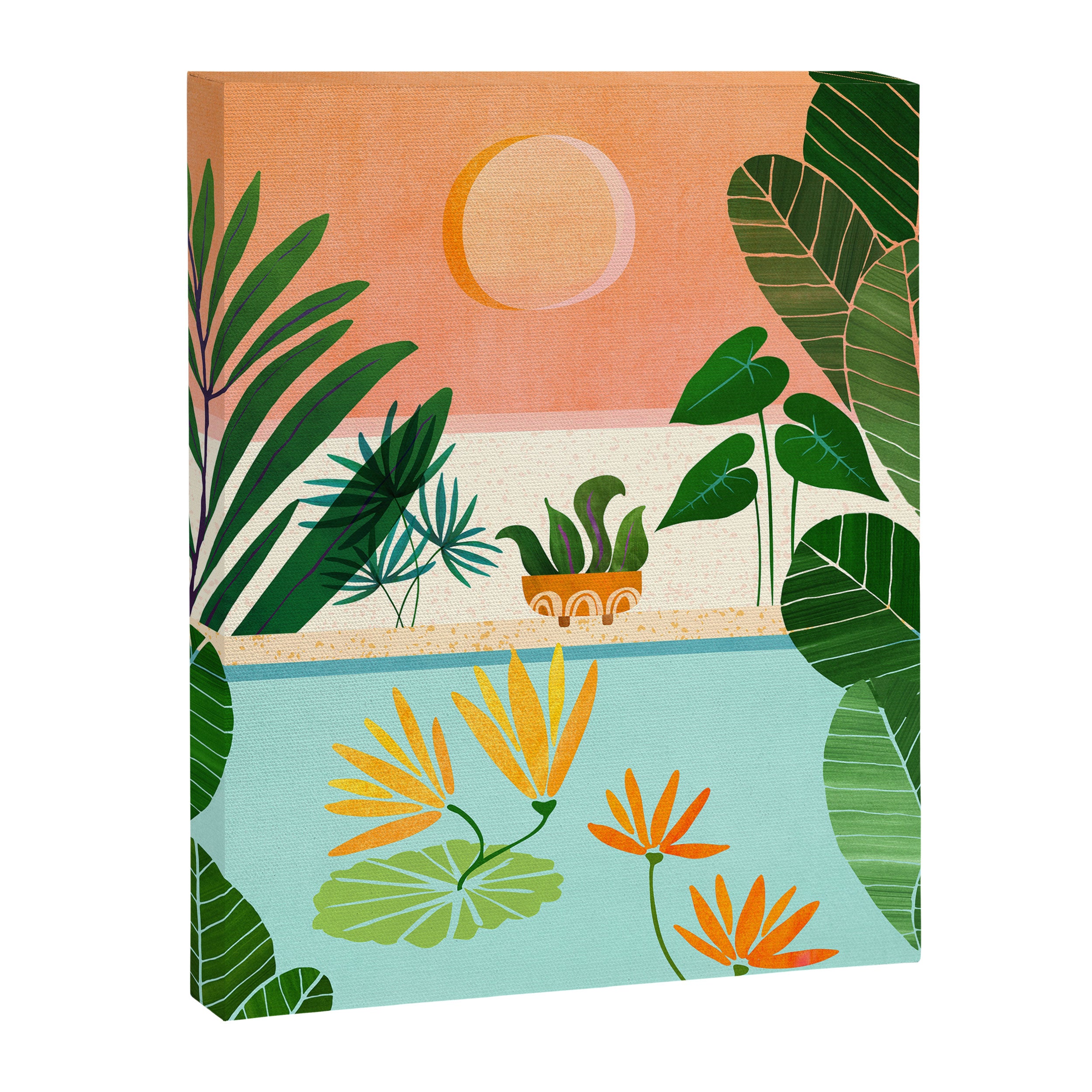 Shangri La Sunset Exotic Landscape Illustration Canvas Print Gallery Image 6