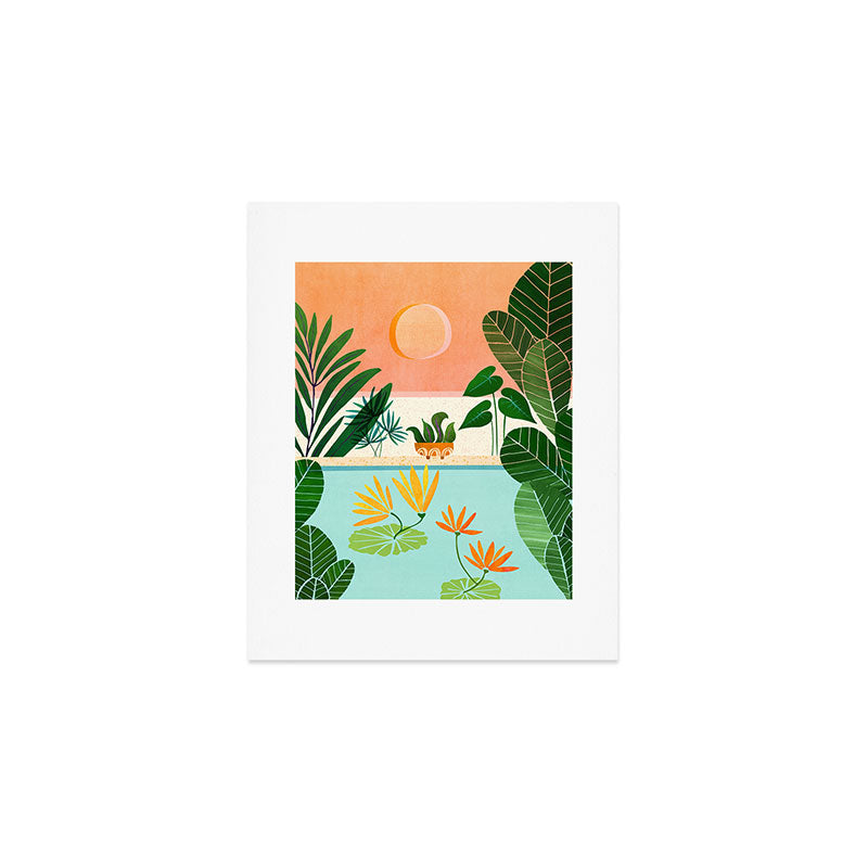 Shangri La Sunset Exotic Landscape Illustration Art Print Gallery Image 1