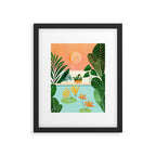 Shangri La Sunset Exotic Landscape Illustration Framed Art Print Gallery Image 4