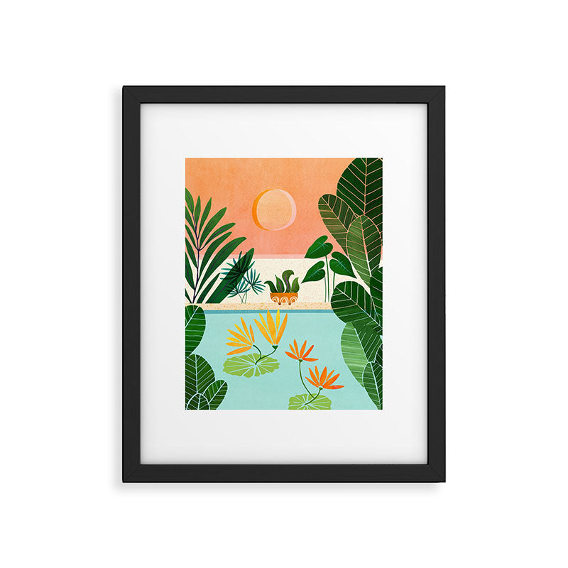 Shangri La Sunset Exotic Landscape Illustration Framed Art Print Gallery Image 4