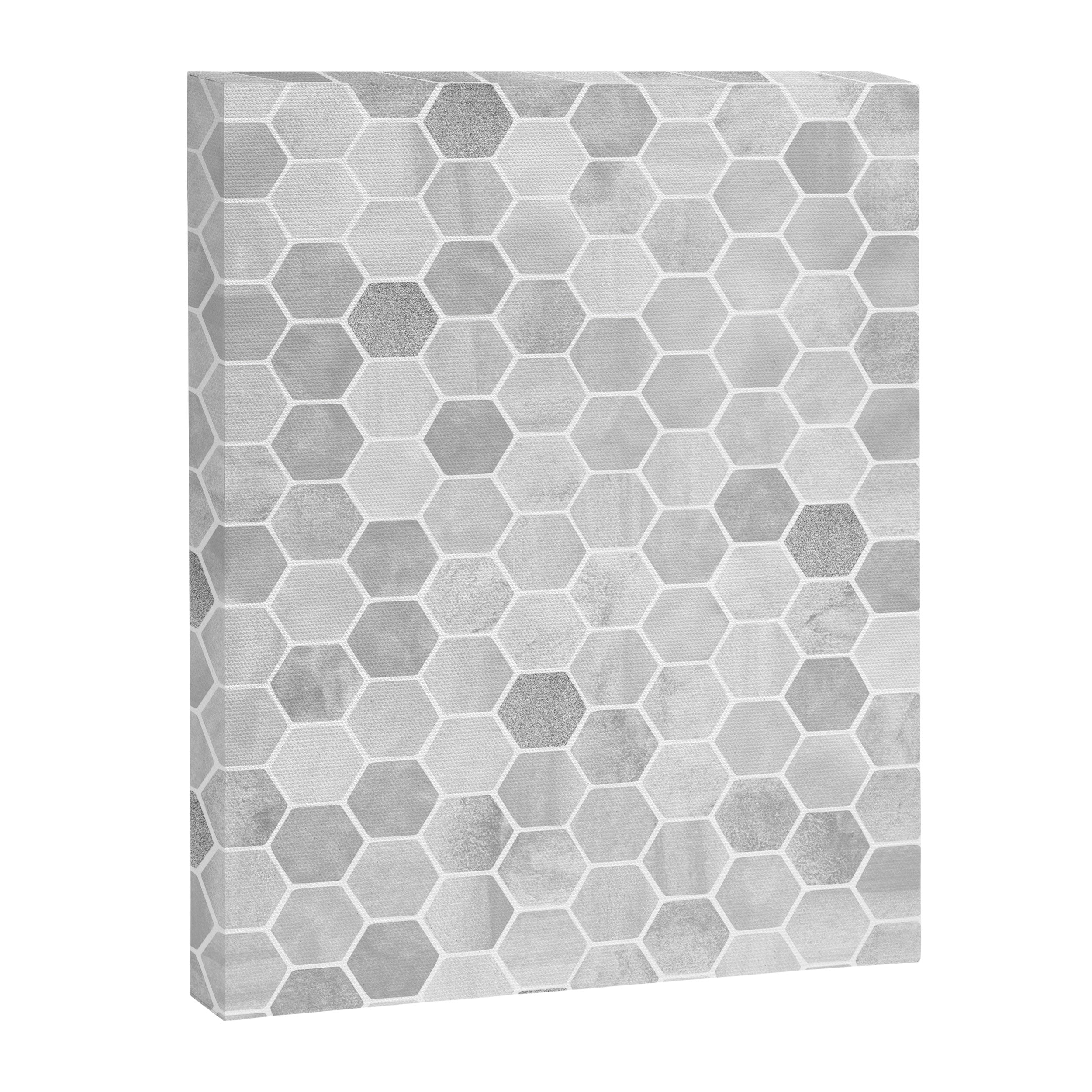 Silver and Gray Hexagon Geometric Pattern Canvas Print Gallery Image 8