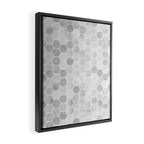 Silver and Gray Hexagon Geometric Pattern Framed Canvas Print Gallery Image 2