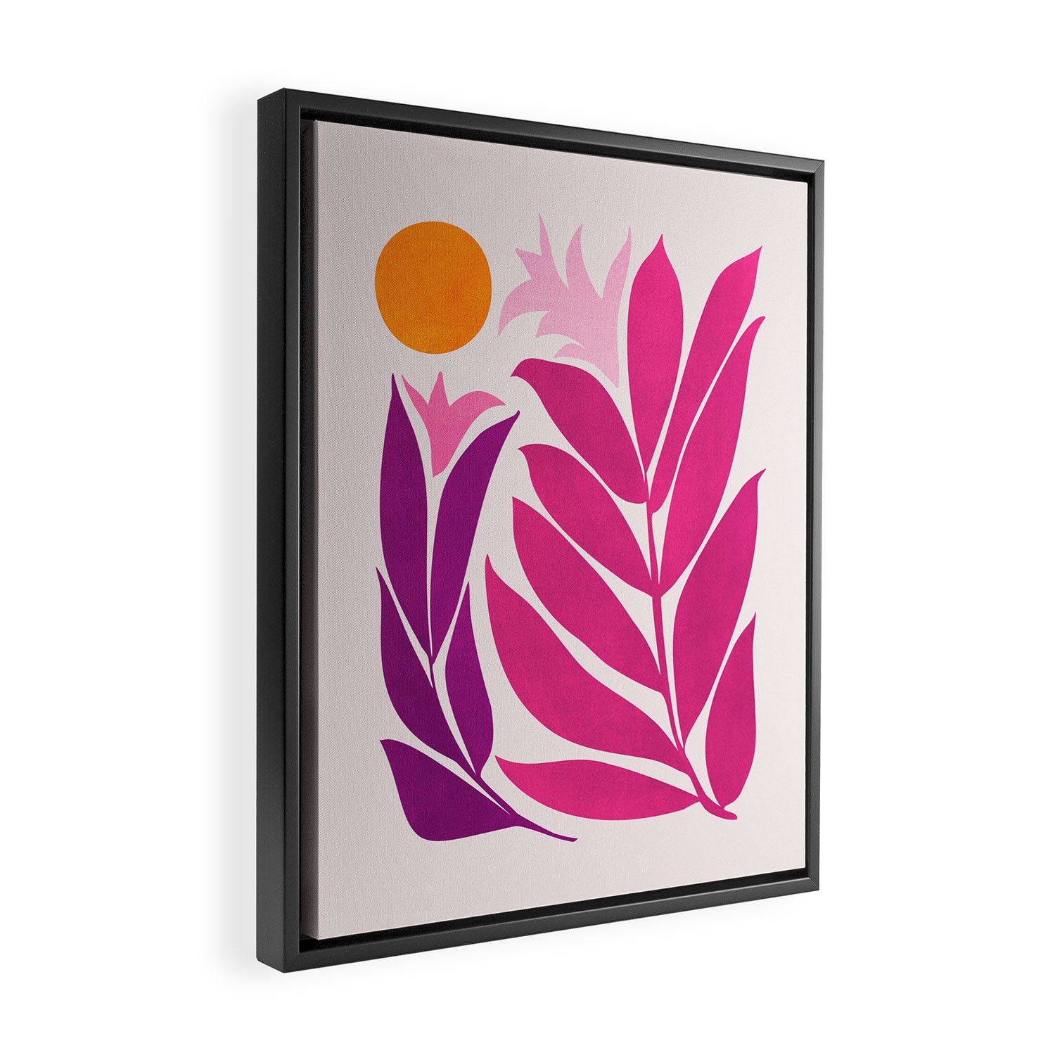 Solstice Sunset With Tropical Flowers Framed Canvas Print Gallery Image 2