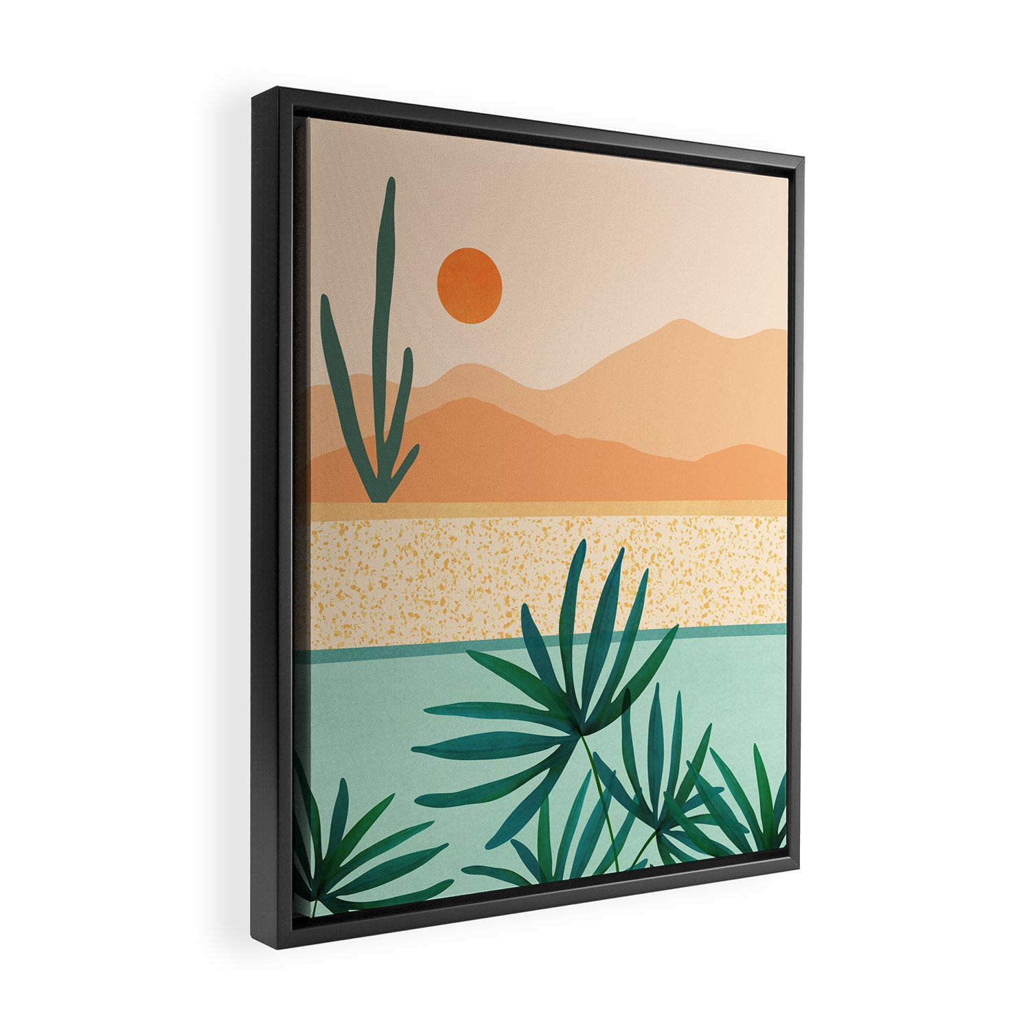 Southwest Poolside Desert Landscape Series Framed Canvas Print Gallery Image 2