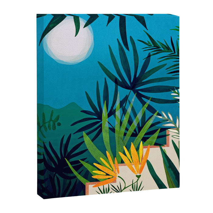 Spooky Night In The Jungle - Tropical Landscape Illustration Canvas Print Gallery Image 1