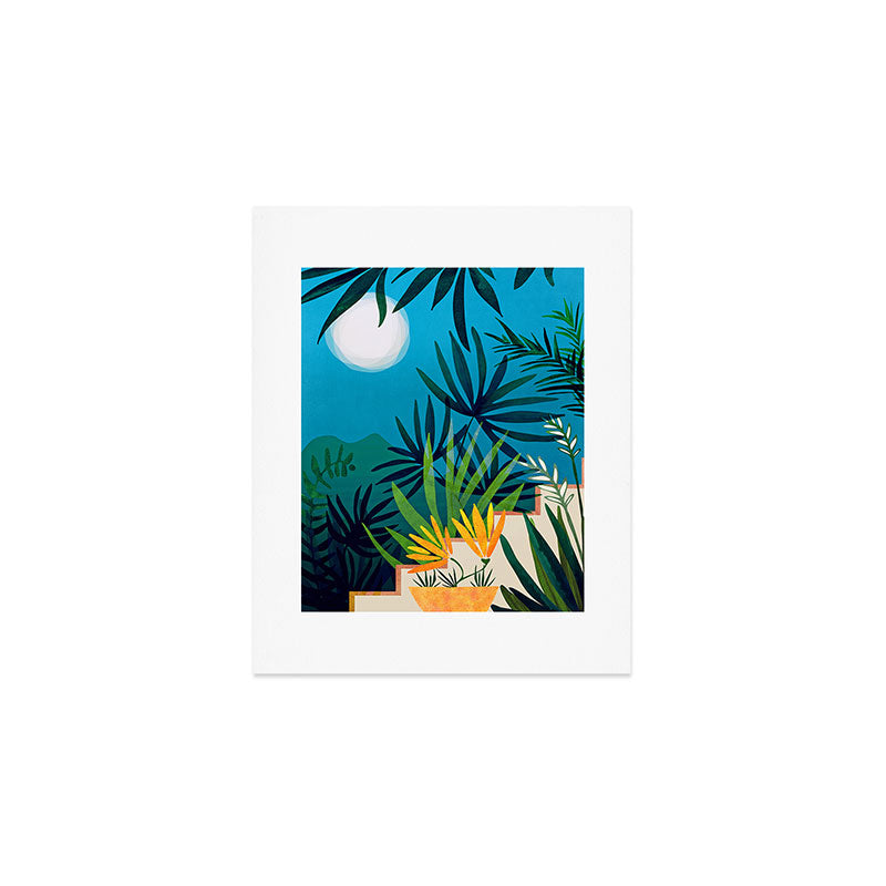 Spooky Night In The Jungle - Tropical Landscape Illustration Art Print Gallery Image 1