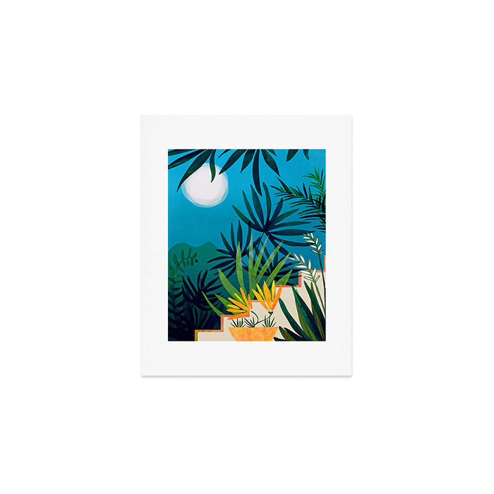 Spooky Night In The Jungle - Tropical Landscape Illustration Art Print Gallery Image 1
