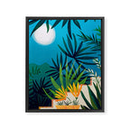 Spooky Night In The Jungle - Tropical Landscape Illustration Framed Canvas Print Gallery Image 6