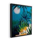 Spooky Night In The Jungle - Tropical Landscape Illustration Framed Canvas Print Gallery Image 2