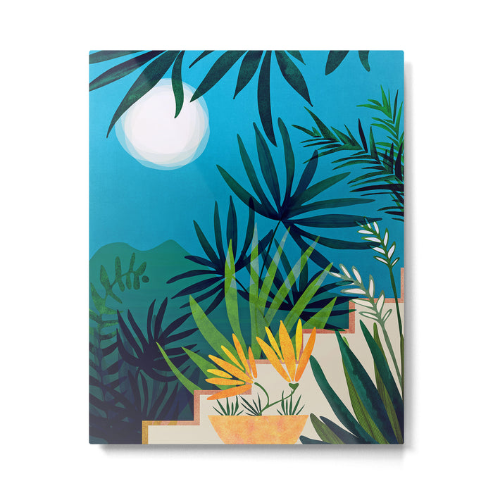 Spooky Night In The Jungle - Tropical Landscape Illustration Metal Print Gallery Image 1