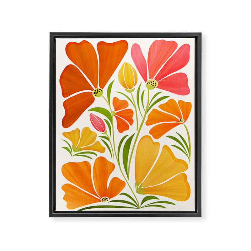 Spring Wildflowers Floral Illustration Framed Canvas Print Gallery Image 6