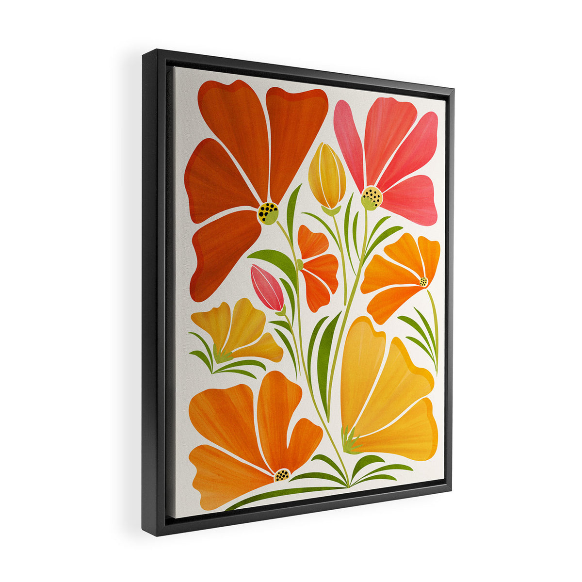 Spring Wildflowers Floral Illustration Framed Canvas Print Gallery Image 2