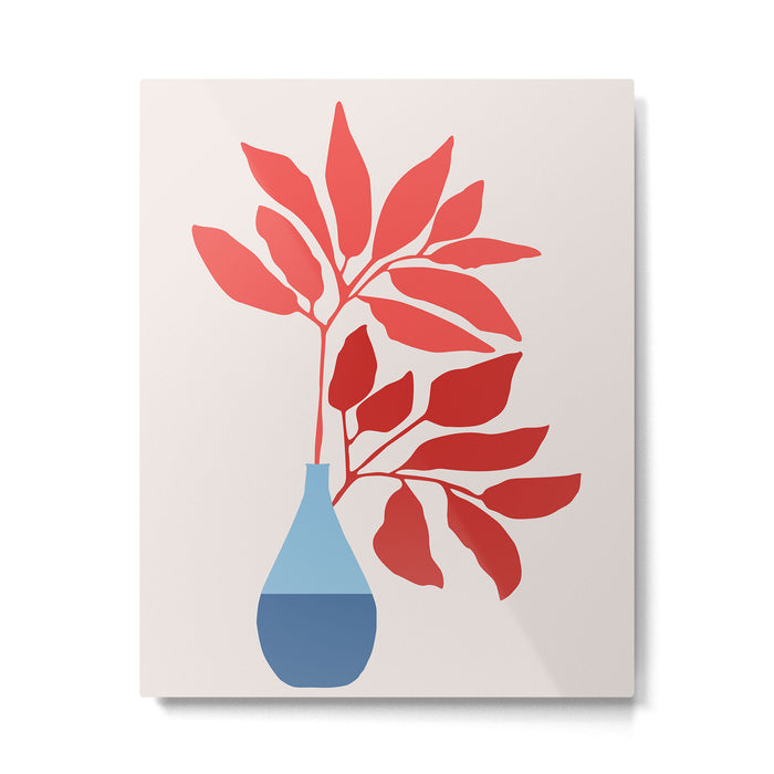 Strawberry Red Ficus / Houseplant Illustration Metal Print Gallery Image 1