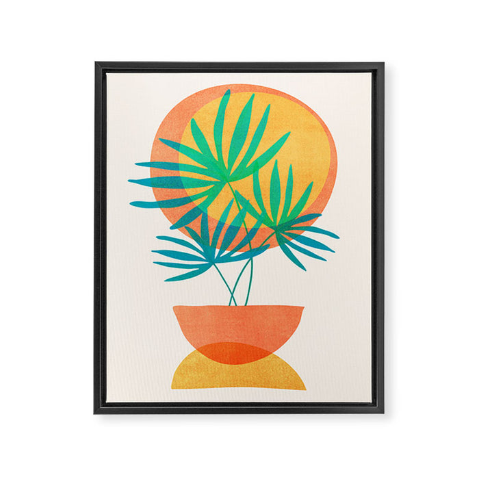 Summer Eclipse Mid Century Abstract Shapes Framed Canvas Print Gallery Image 1