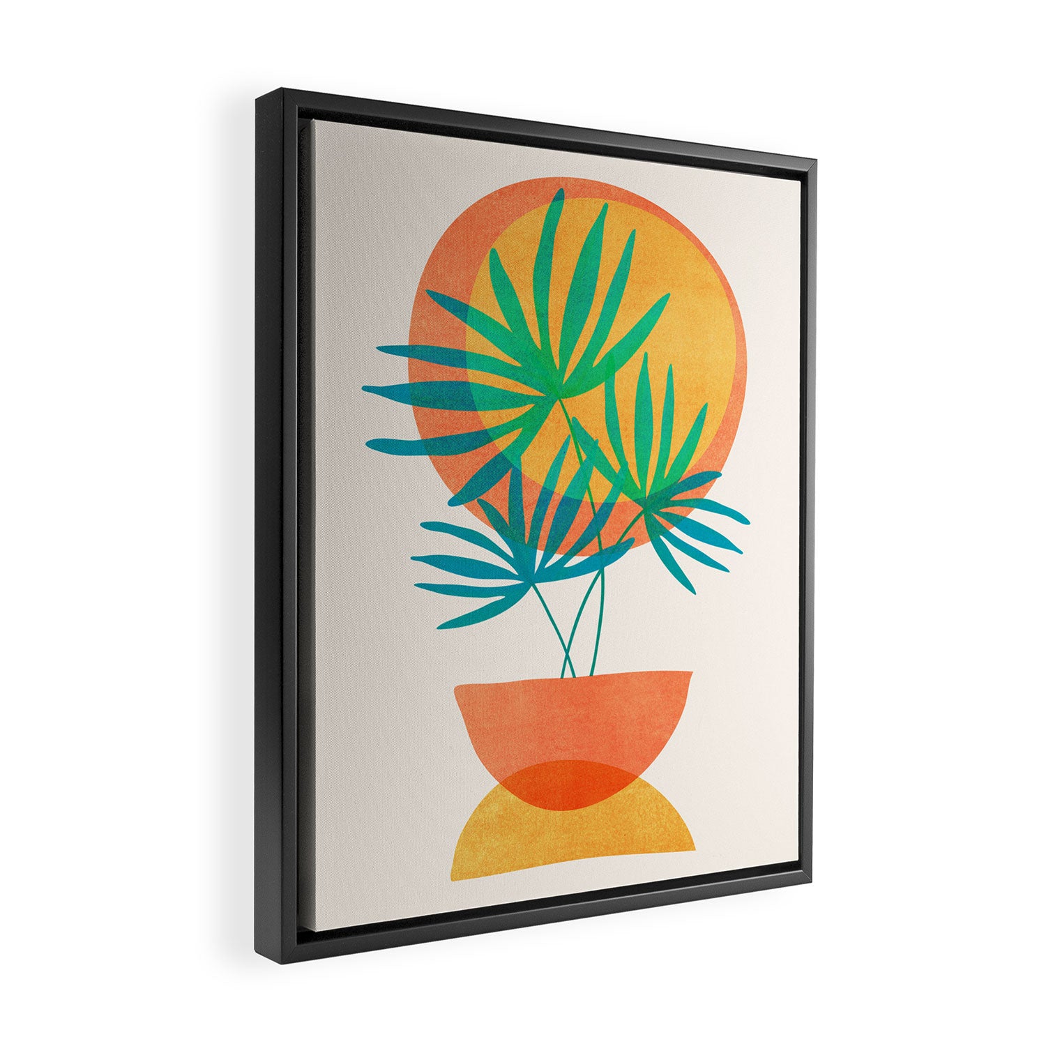 Summer Eclipse Mid Century Abstract Shapes Framed Canvas Print Gallery Image 2