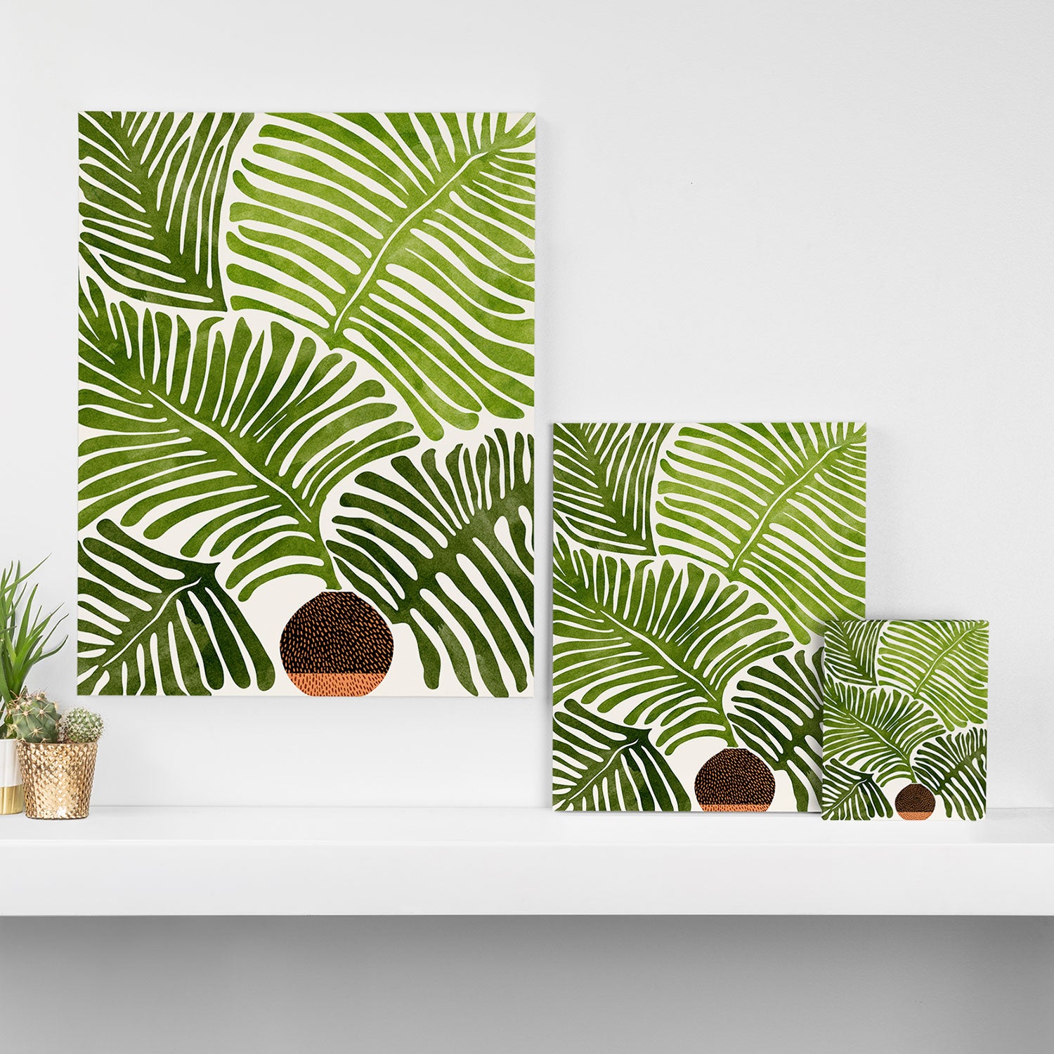 Summer Fern Simple Modern Watercolor Canvas Print Gallery Image 3