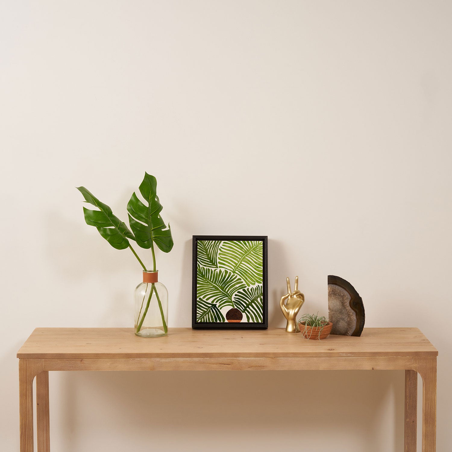 Summer Fern Simple Modern Watercolor Framed Canvas Print Gallery Image 4