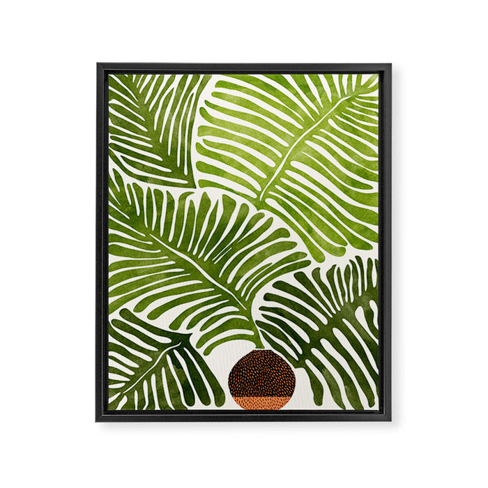 Summer Fern Simple Modern Watercolor Framed Canvas Print Gallery Image 1