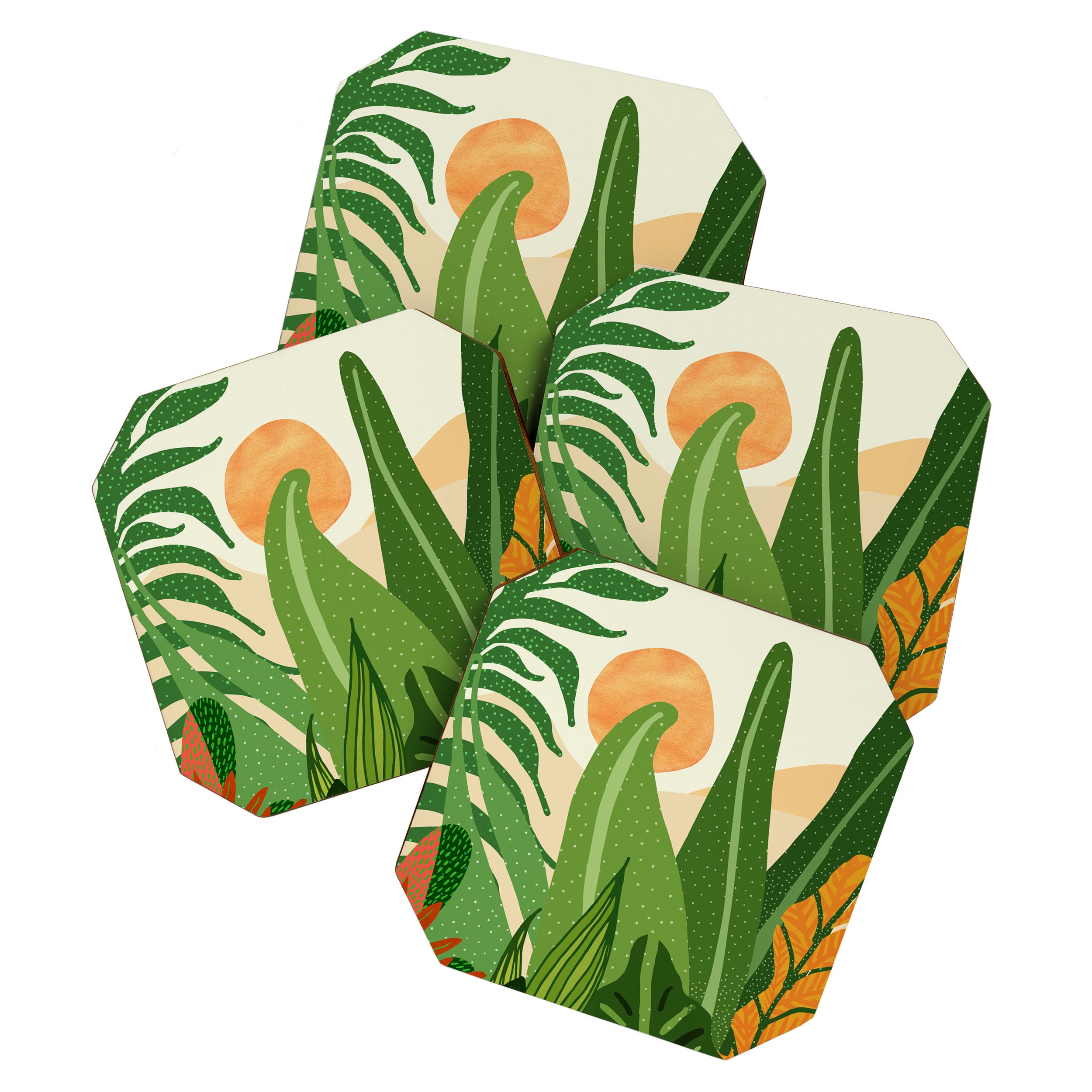Summer In the Tropics Sunset Scene Coaster Gallery Image 1