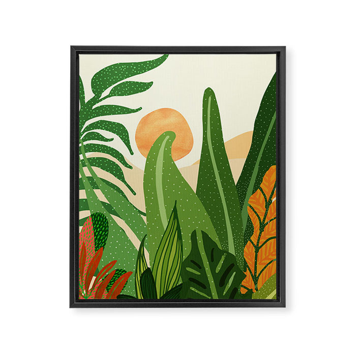Summer In the Tropics Sunset Scene Framed Canvas Print Gallery Image 1