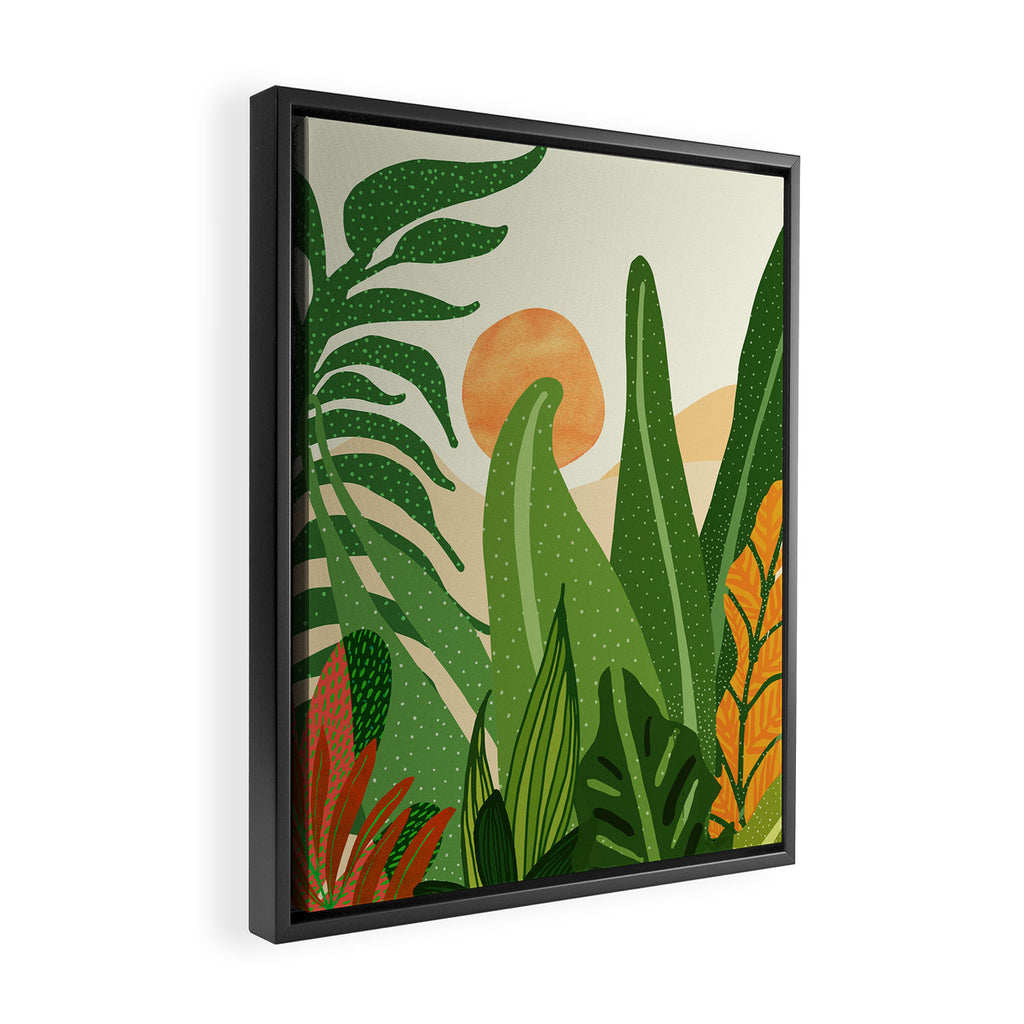 Summer In the Tropics Sunset Scene Framed Canvas Print Gallery Image 2