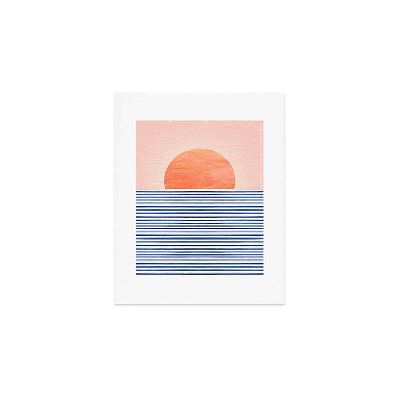 Summer Sunrise Minimal Abstract Landscape Art Print Gallery Image 1