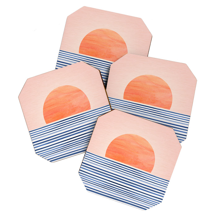 Summer Sunrise Minimal Abstract Landscape Coaster Gallery Image 1