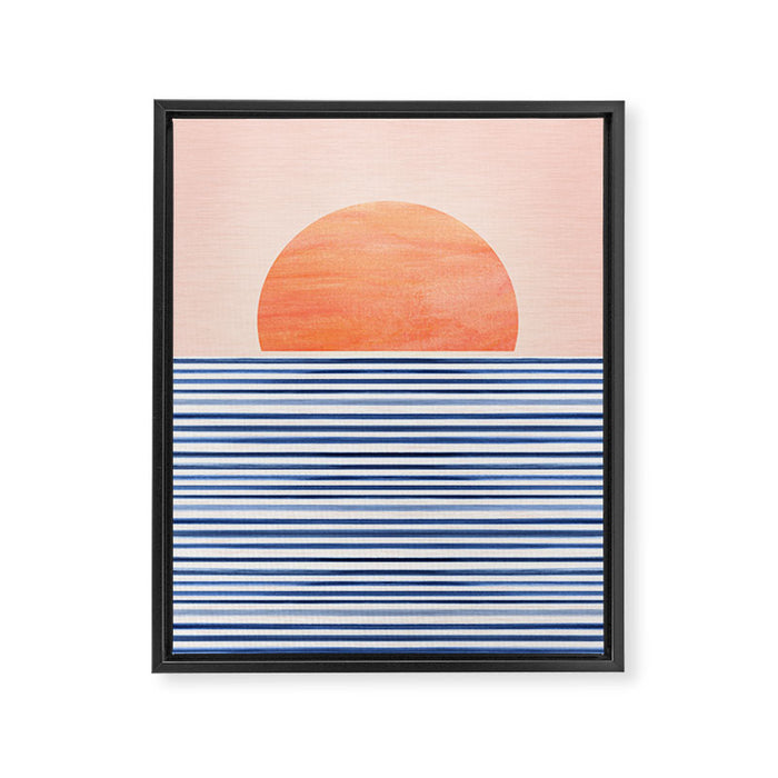 Summer Sunrise Minimal Abstract Landscape Framed Canvas Print Gallery Image 1