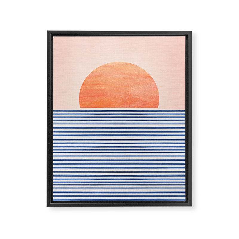 Summer Sunrise Minimal Abstract Landscape Framed Canvas Print Gallery Image 8