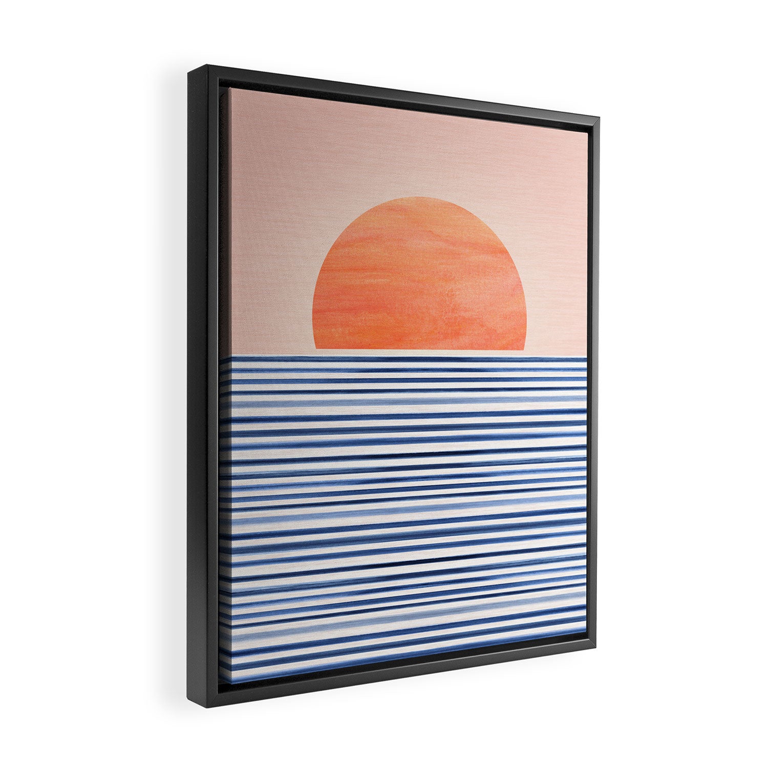 Summer Sunrise Minimal Abstract Landscape Framed Canvas Print Gallery Image 2