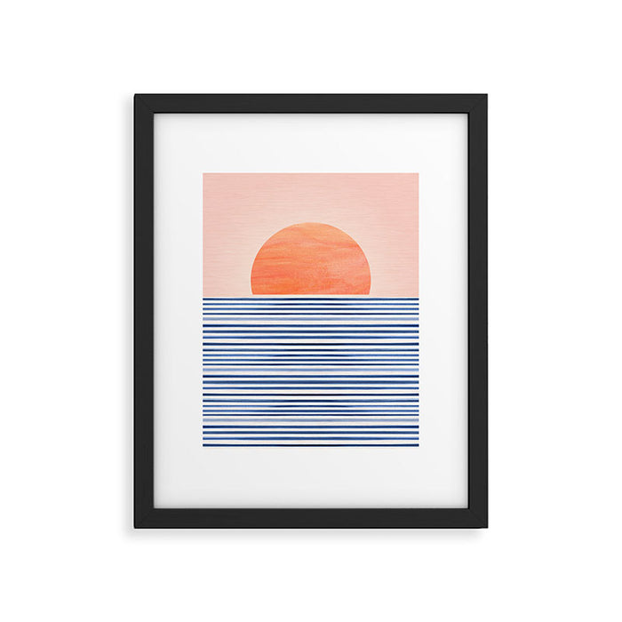 Summer Sunrise Minimal Abstract Landscape Framed Art Print Gallery Image 1