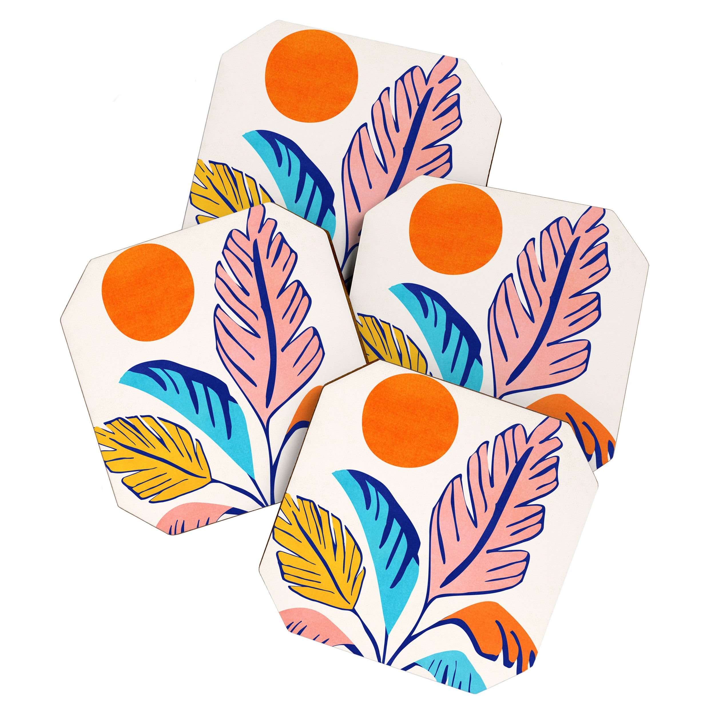 Summer Tropical Plant Still Life Coaster Gallery Image 1