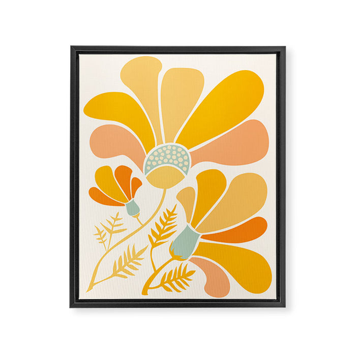 Summer Wildflowers in Golden Yellow Framed Canvas Print Gallery Image 1