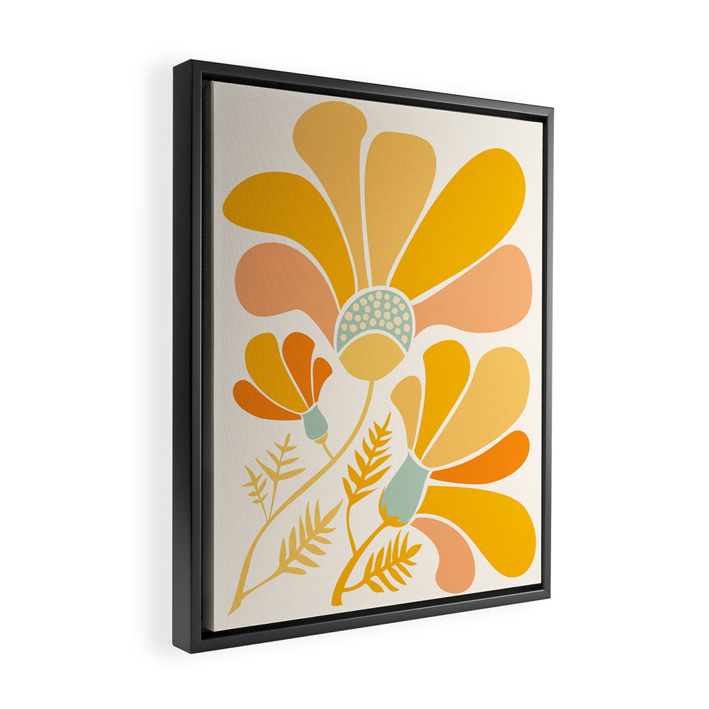 Summer Wildflowers in Golden Yellow Framed Canvas Print Gallery Image 2