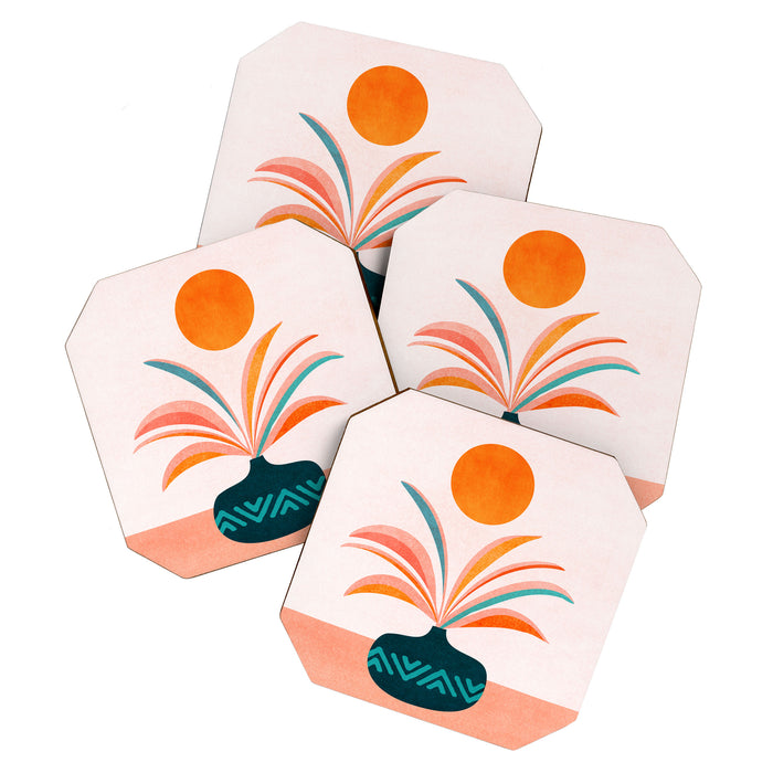 Sun Worship Colorful Plant Illustration Coaster Gallery Image 1