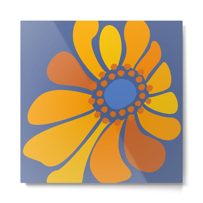 Sunflower Party 70s Floral Design  Metal Print Gallery Image 1