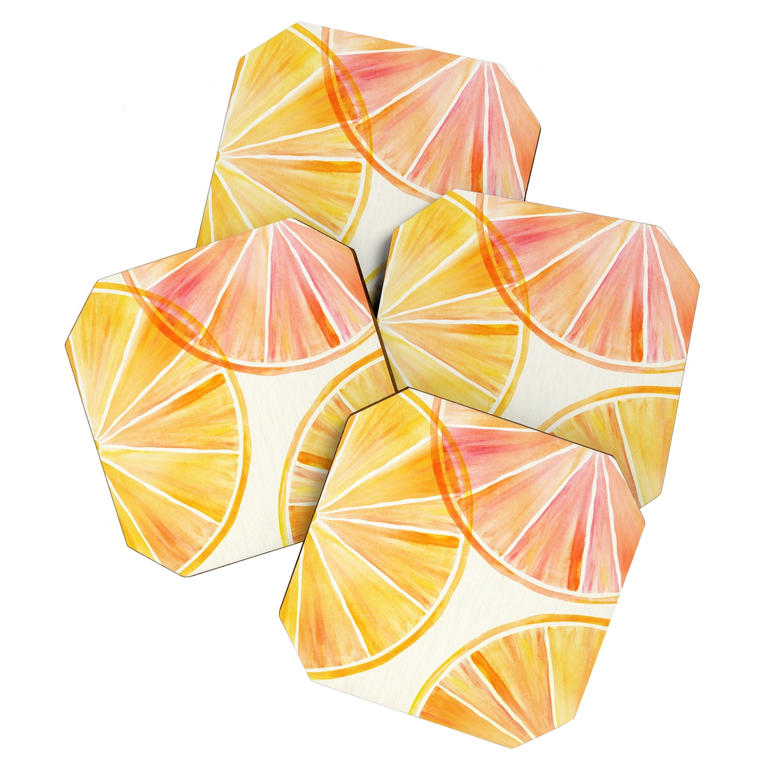 Sunny Citrus Watercolor Illustration Coaster Gallery Image 1