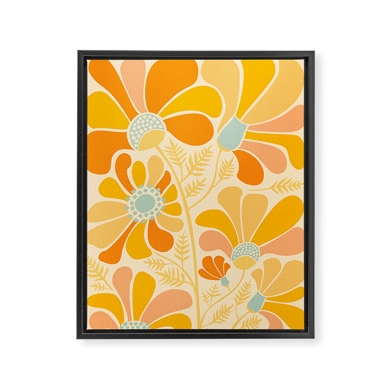 Sunny Flowers Floral Illustration Framed Canvas Print Gallery Image 6