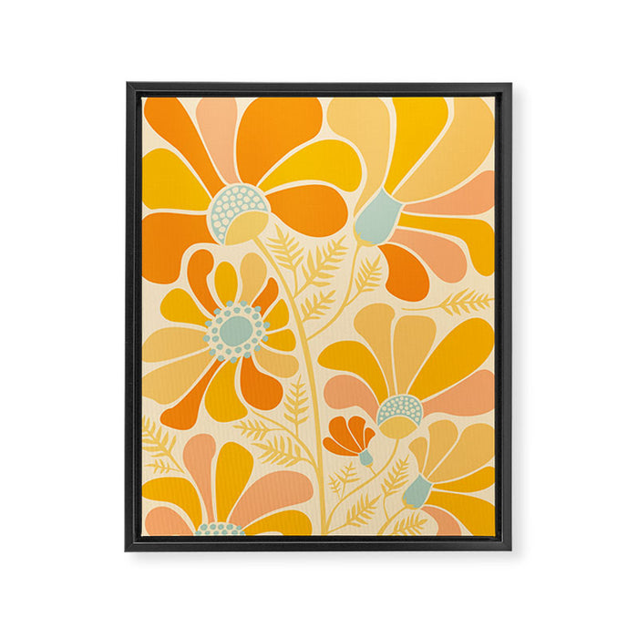 Sunny Flowers Floral Illustration Framed Canvas Print Gallery Image 1