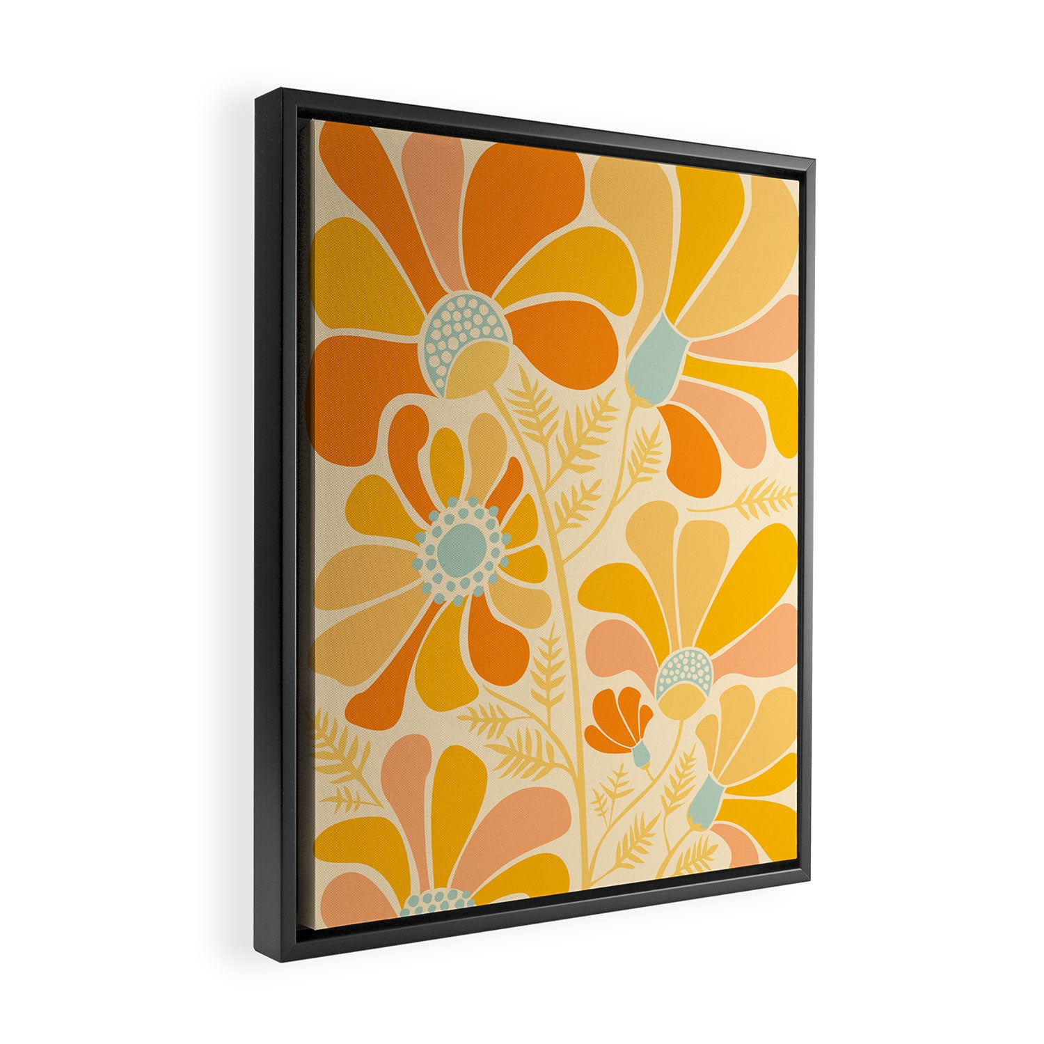 Sunny Flowers Floral Illustration Framed Canvas Print Gallery Image 2